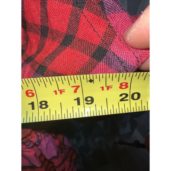 Free People Blouse Womens Small Pacific Dawn Plaid in Red Combo Button Up NEW - Picture 11 of 12